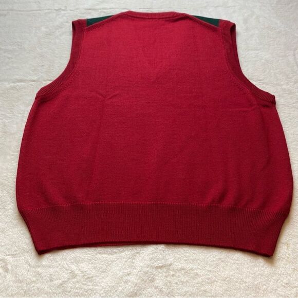 Tricots St Raphael Vintage Knit Argyle V Neck Wool Vest Size Large - Picture 2 of 9